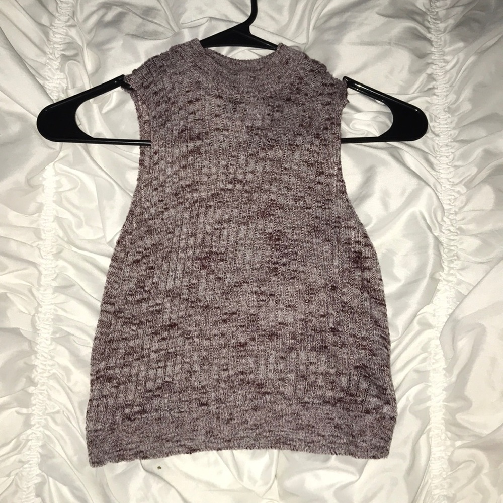 maroon marbled high neck muscle tee
